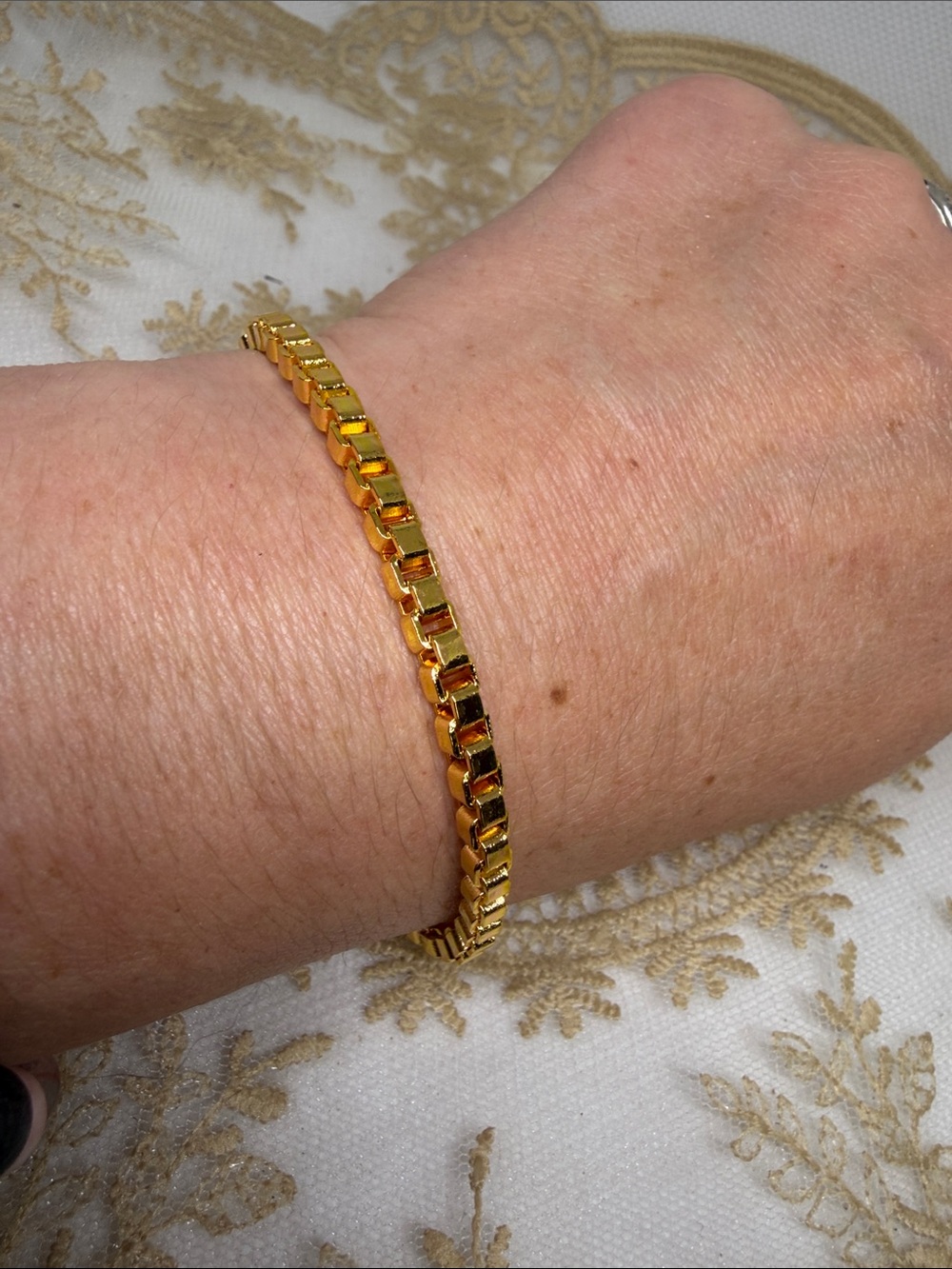 18K Gold Estate Bracelet Geometric Link Quiet Luxury Old Money Vintage Style
